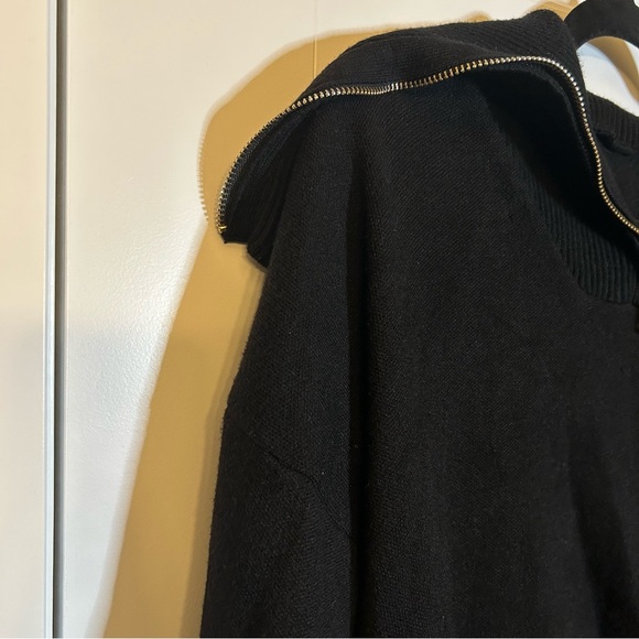 ZARA KNIT FUNNEL NECK 1/4 ZIP SWEATER WITH BALLOON SLEEVES IN BLACK SIZE MEDIUM - Picture 4 of 14